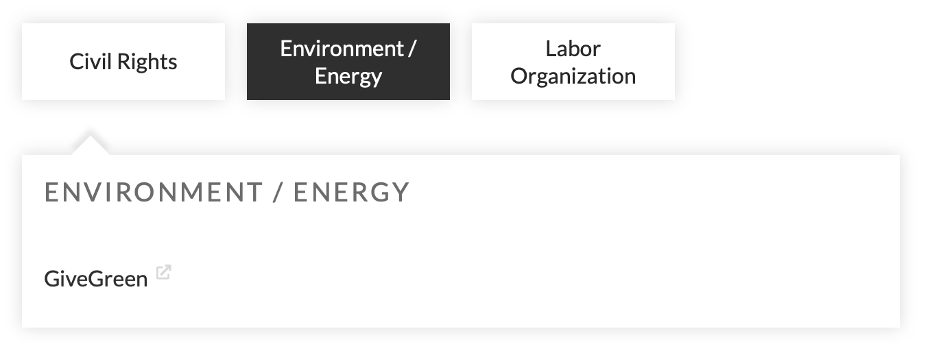 We sort endorsements based on the issues advocated for by the organizations offering endorsements.